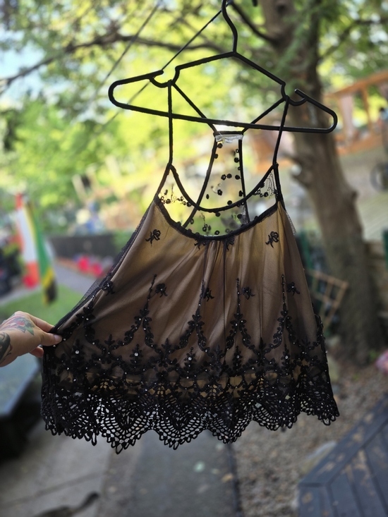 Rebellion Tops - Rebellion Black Sheer Lace Mesh Camisole